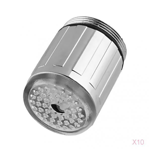 10 Piece Brush Chrome LED Bathroom Faucet Sink Faucet Spray Swivel Basin Tap