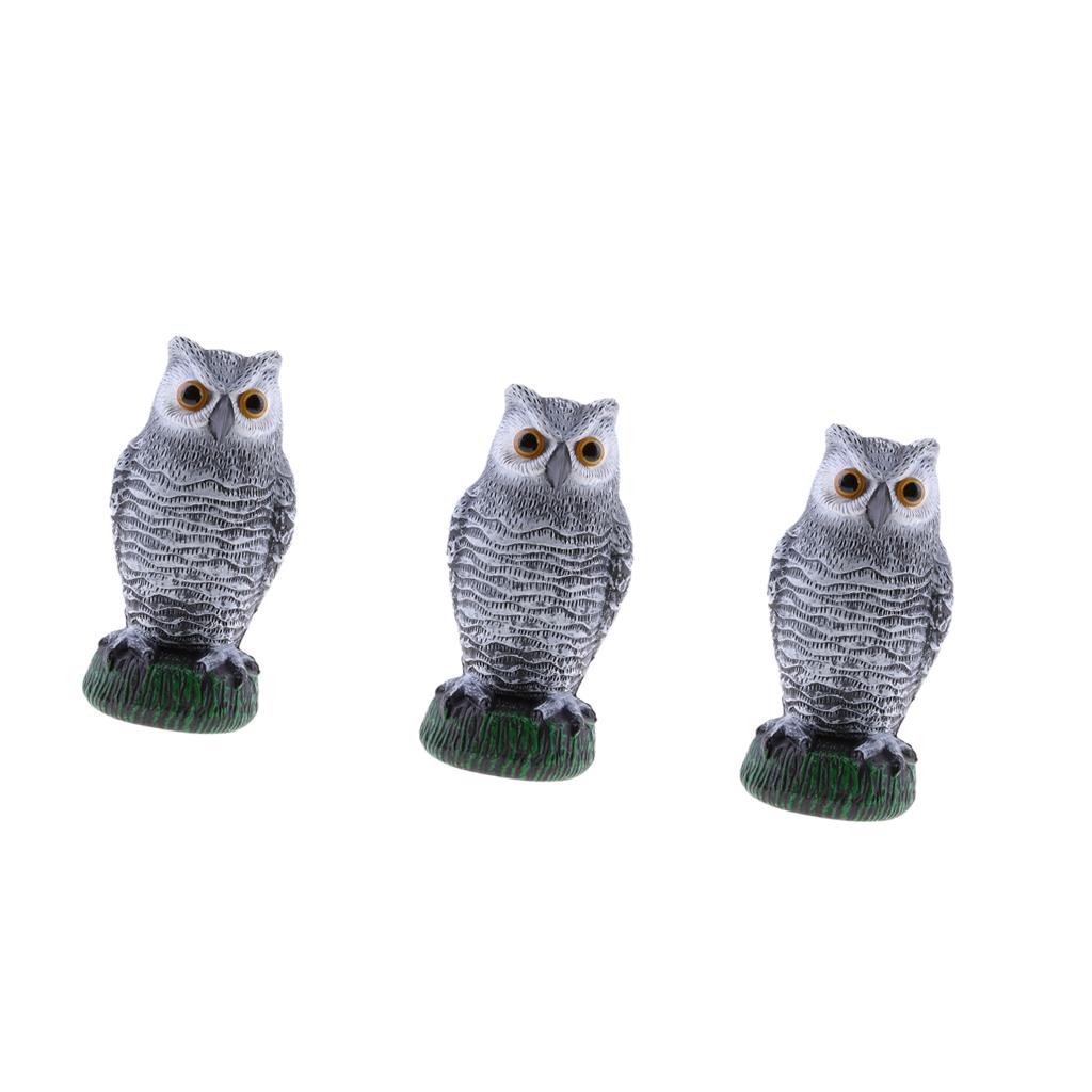 3 Piece Realistic Decoy Pest Control Garden Scarer Scarecrow Owl 26*13*11cm