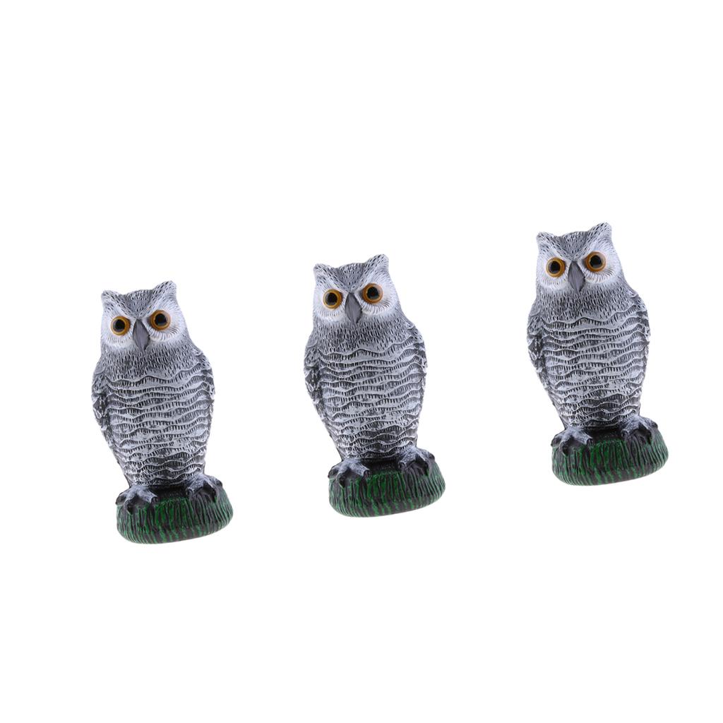 3 Piece Realistic Decoy Pest Control Garden Scarer Scarecrow Owl 26*13*11cm