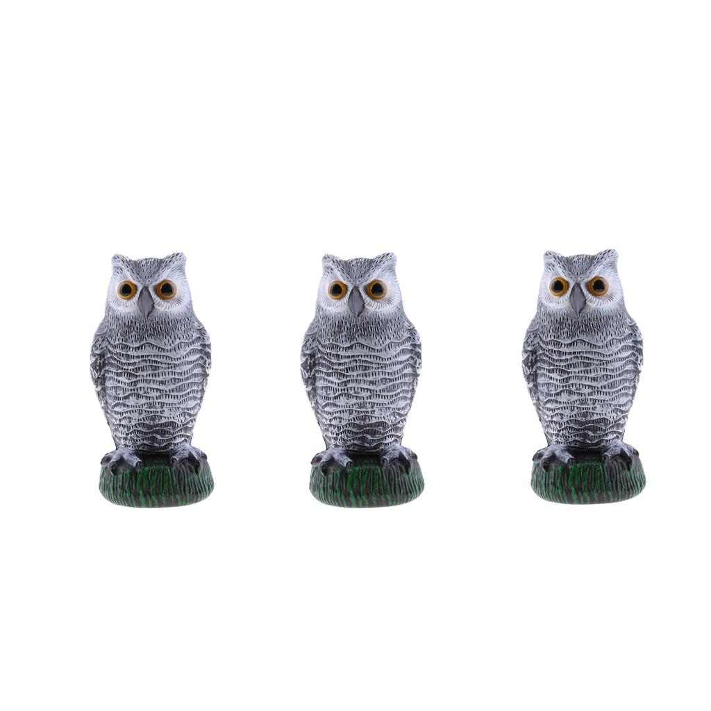 3 Piece Realistic Decoy Pest Control Garden Scarer Scarecrow Owl 26*13*11cm