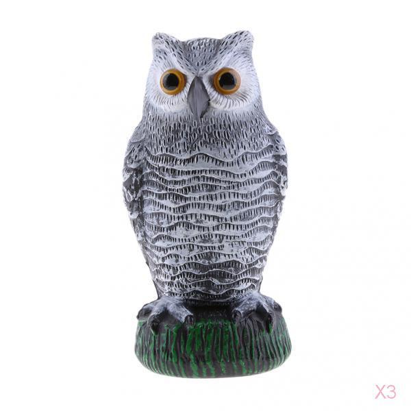 3 Piece Realistic Decoy Pest Control Garden Scarer Scarecrow Owl 26*13*11cm