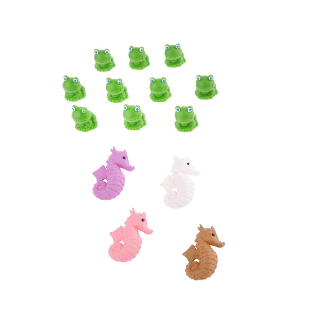 14 Pieces Miniature Dollhouse Bonsai Fairy Garden Landscape Seahorse + Frog
