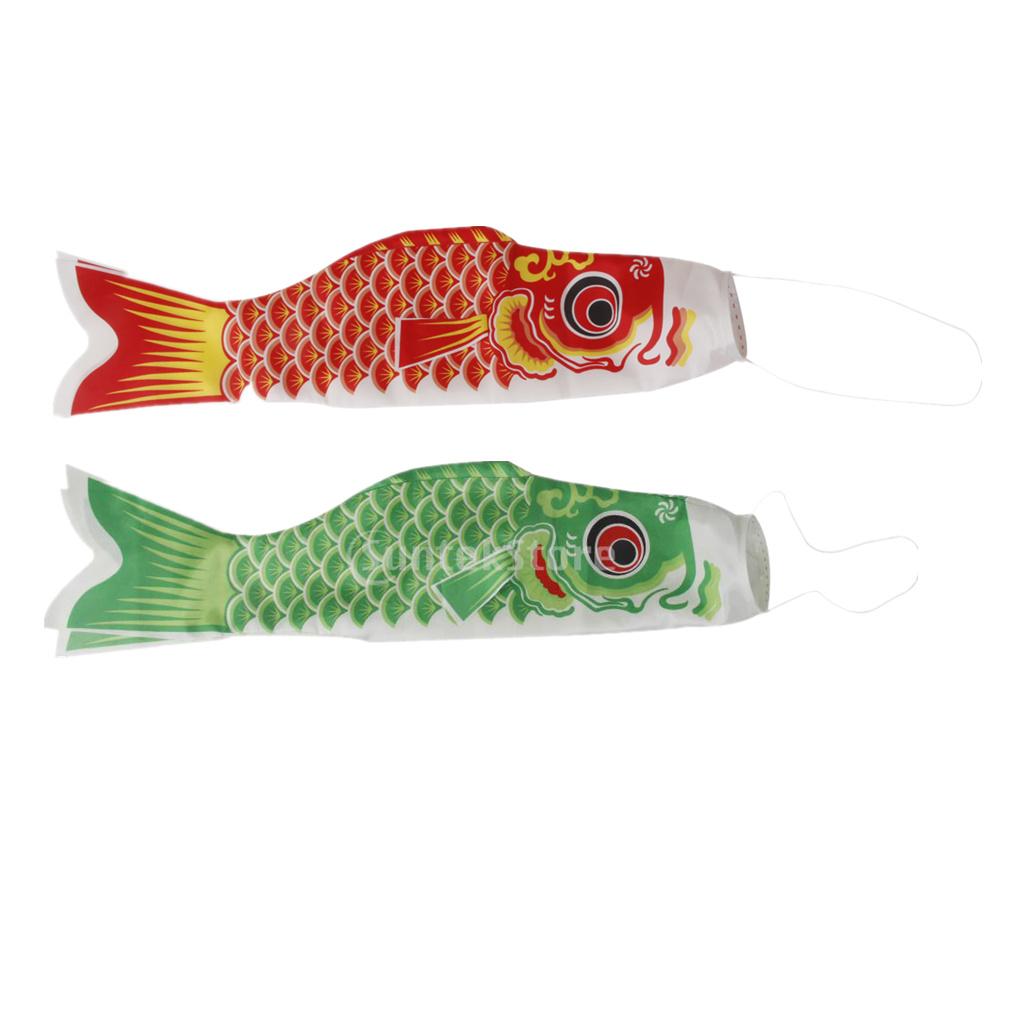 2Pieces 40cm Japanese Windsock Carp Flag Koi Nobori Sailfish Wind Streamer