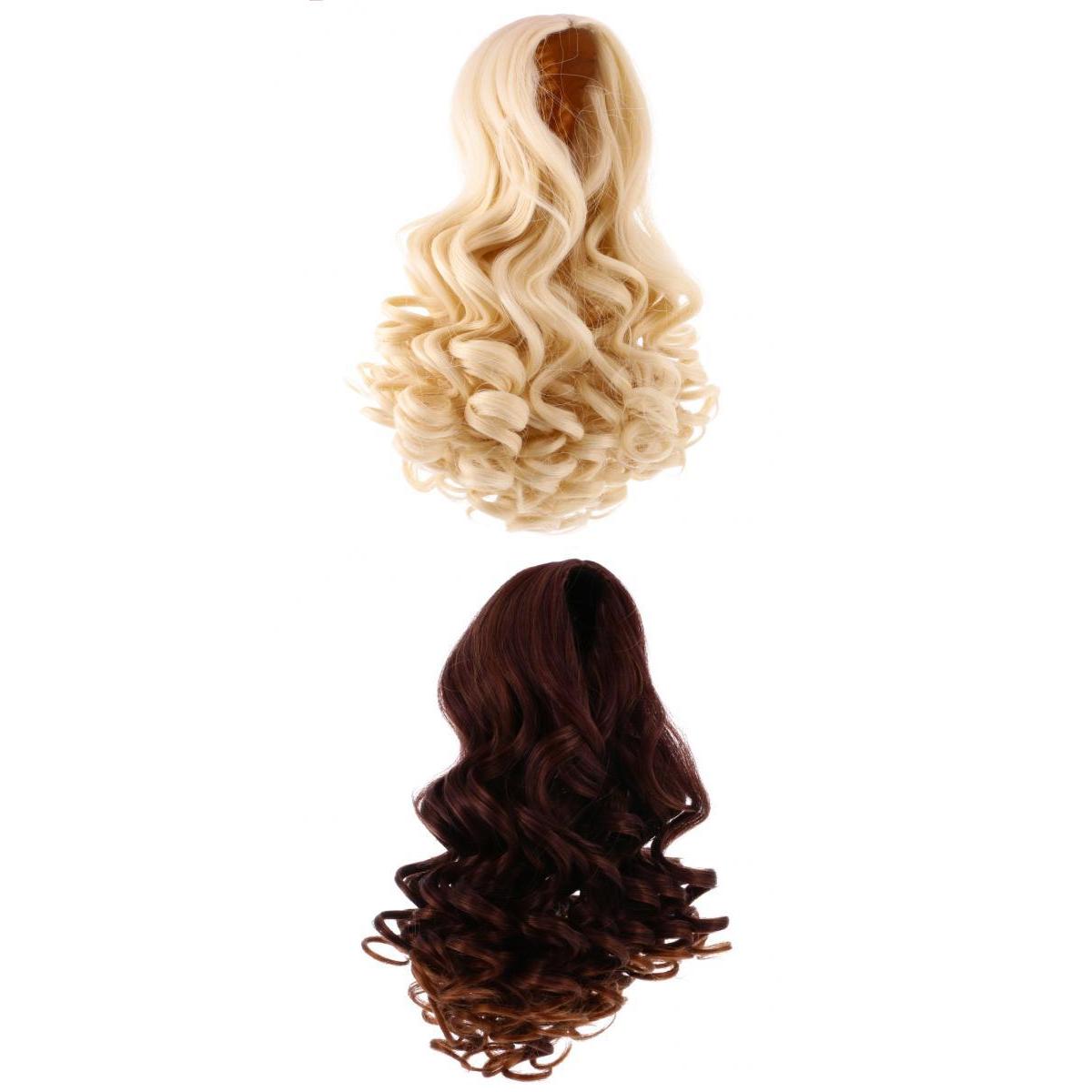 2 Pieces Dolls Wavy Curly Hair Wig for 18inch American Doll DIY Making #4+#5