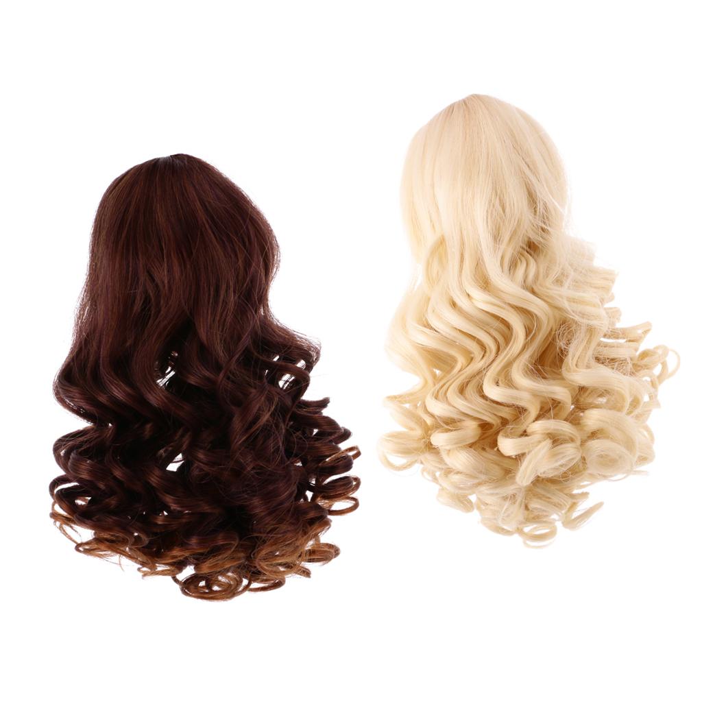 2 Pieces Dolls Wavy Curly Hair Wig for 18inch American Doll DIY Making #4+#5