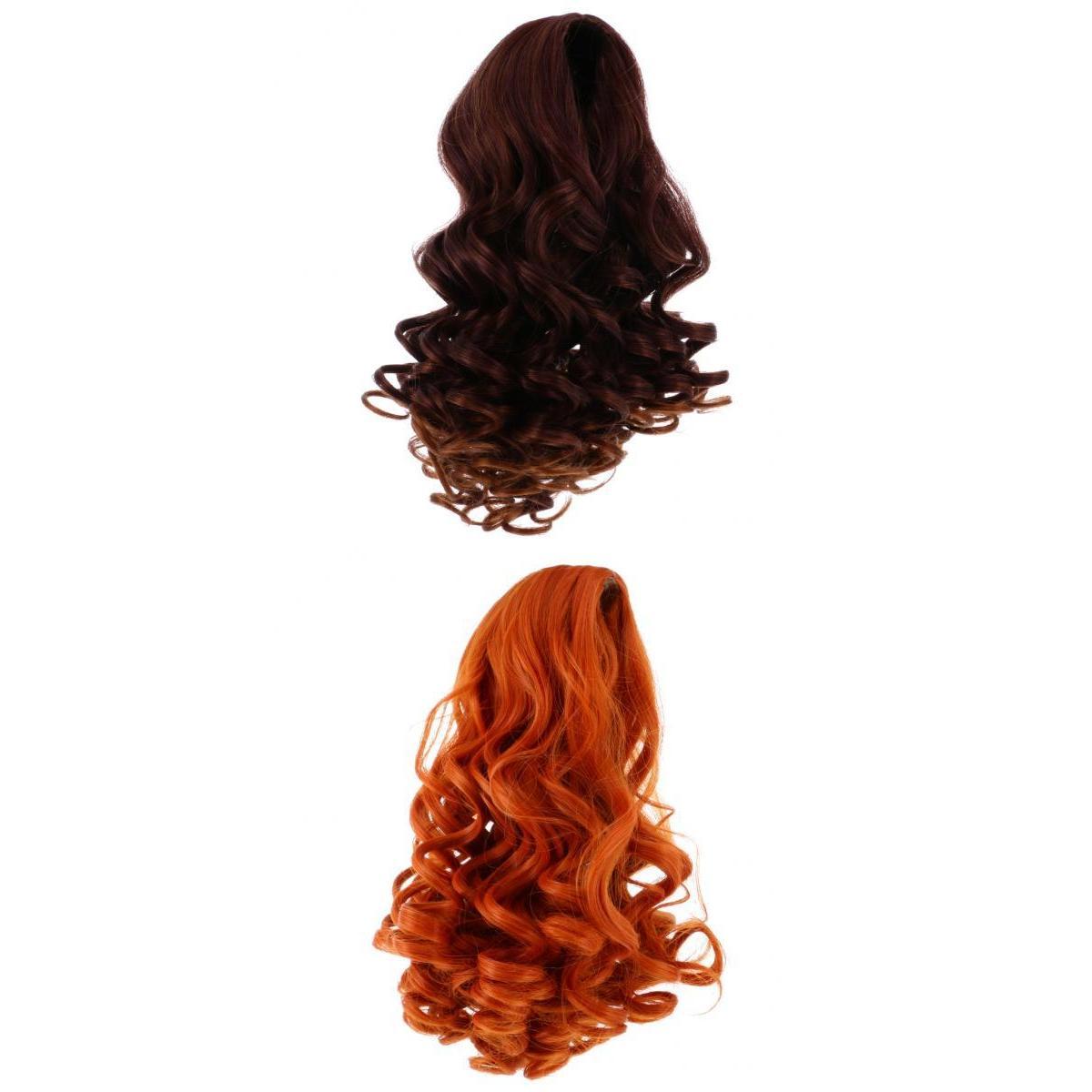 2 Pieces Doll Wavy Curly Hair Wig for 18inch American Doll DIY Making #5+#6
