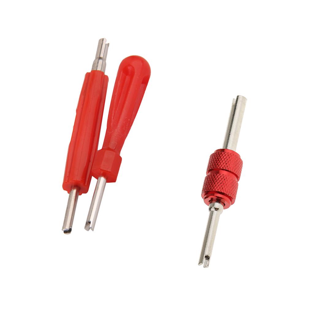 3 Pieces Dual Head Car Truck Tire Valve Stem Core Remover Repair Tool - Red