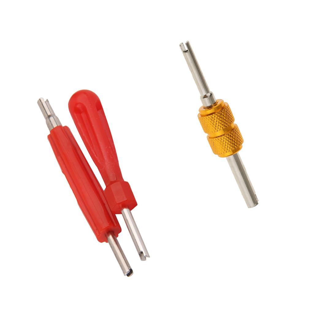 3 Pieces Dual Head Car Truck Tire Valve Stem Core Remover Repair Tool - Gold