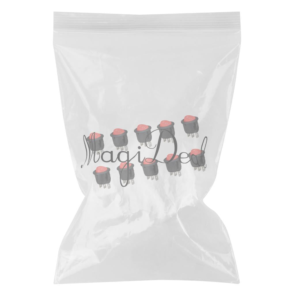 10 Piece Round Rocker Switch Third Gear 3-Pin Switch Position Twist Red
