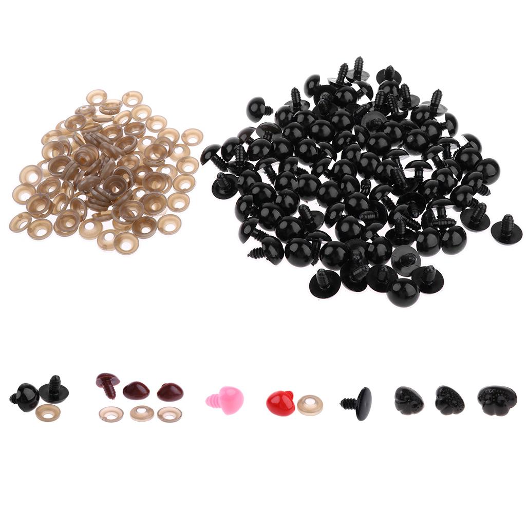 100 Pieces 7x9mm Triangle Safety Nose with BACKS for Bear Doll DIY Brown