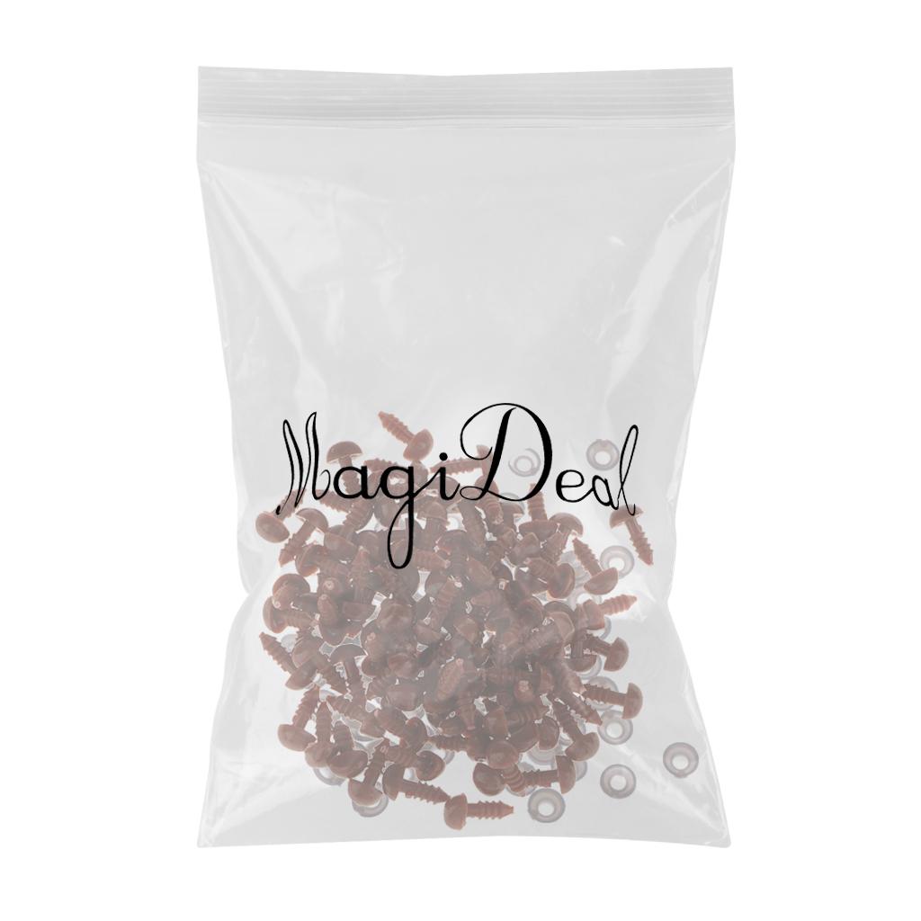 100 Pieces 7x9mm Triangle Safety Nose with BACKS for Bear Doll DIY Brown