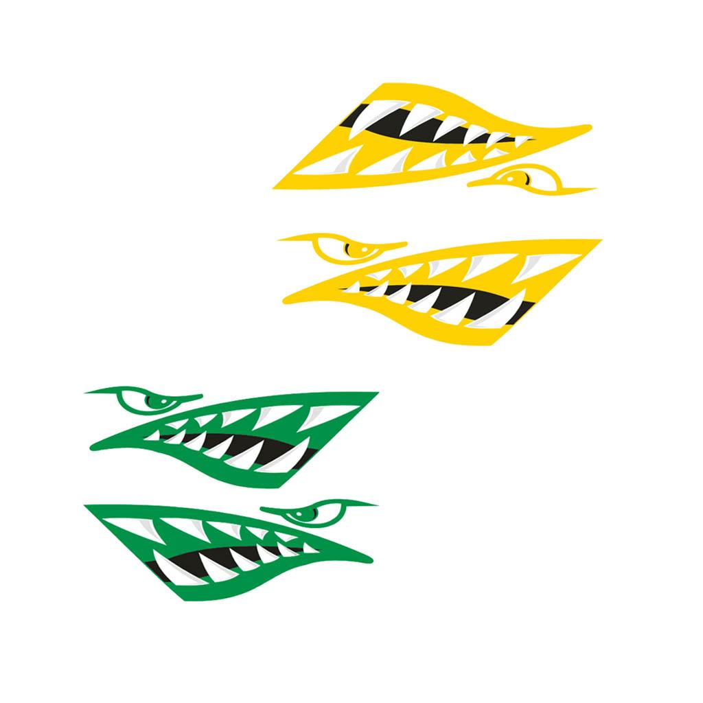 4 Pieces Vinyl Shark Teeth Mouth Decal Stickers for Kayak Canoe Fishing Boat