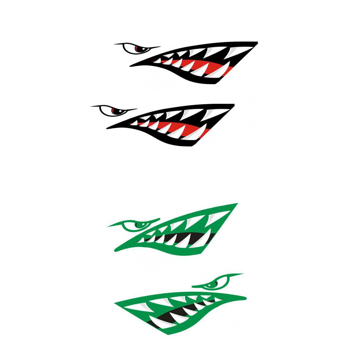 4 Pieces Large Shark Teeth Mouth Decal Stickers for Kayak Canoe Fishing Boat
