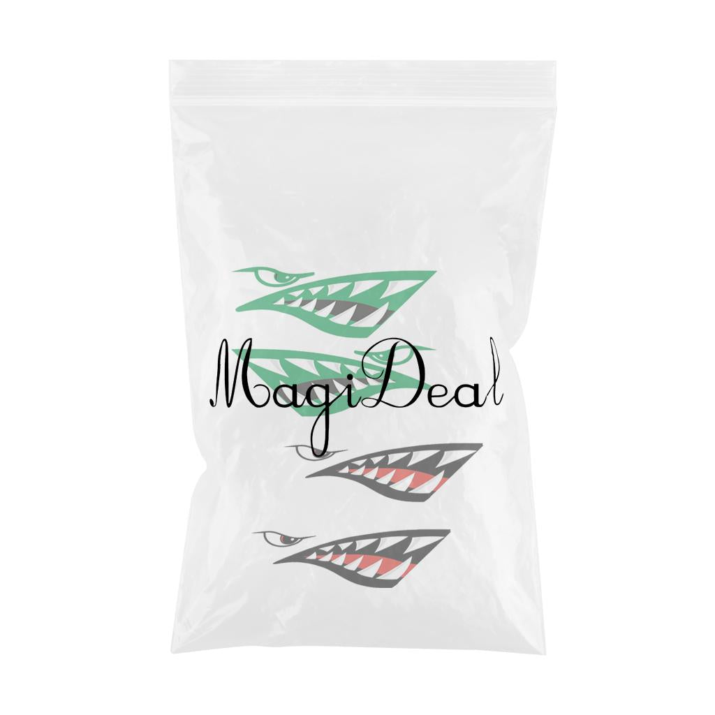 4 Pieces Large Shark Teeth Mouth Decal Stickers for Kayak Canoe Fishing Boat