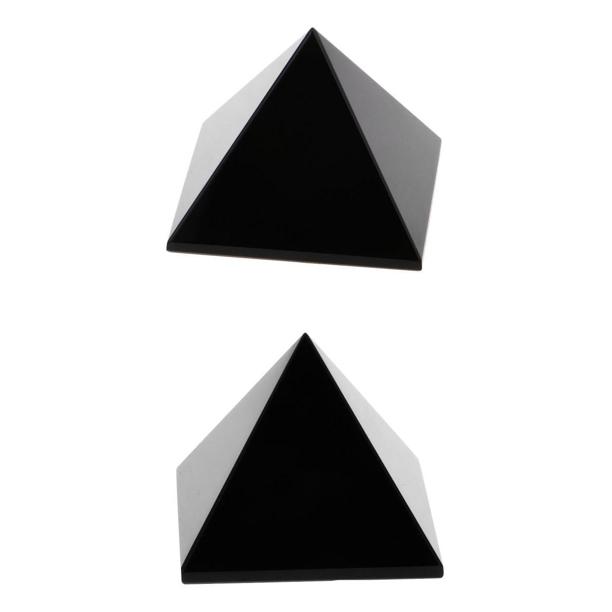 2 Pieces Natural Obsidian Pyramid Healing Crystal Gemstone Decoration Gift