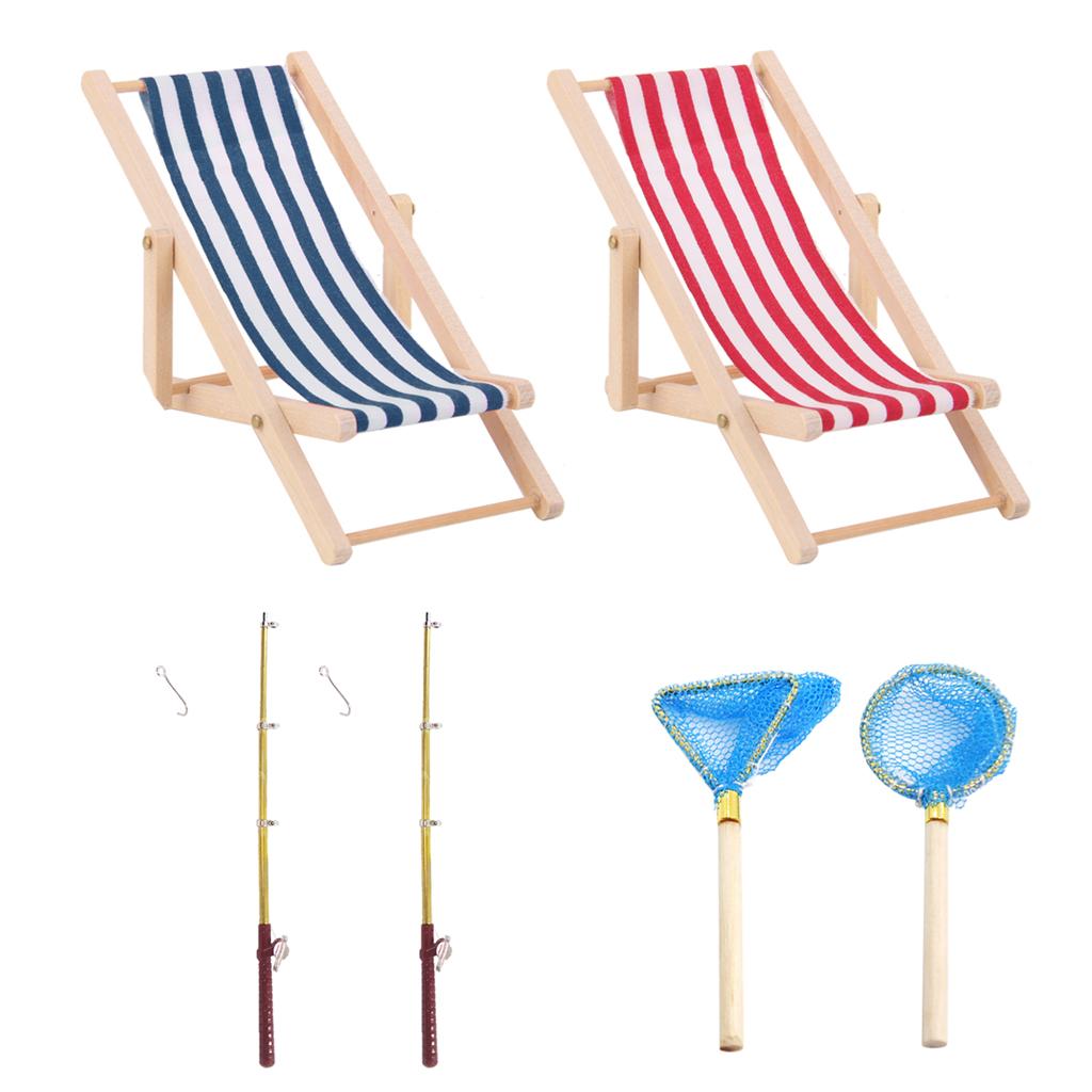 6 Pieces 1:12 Dollhouse Miniature Fishing Set Model Doll Life Scenes Decor