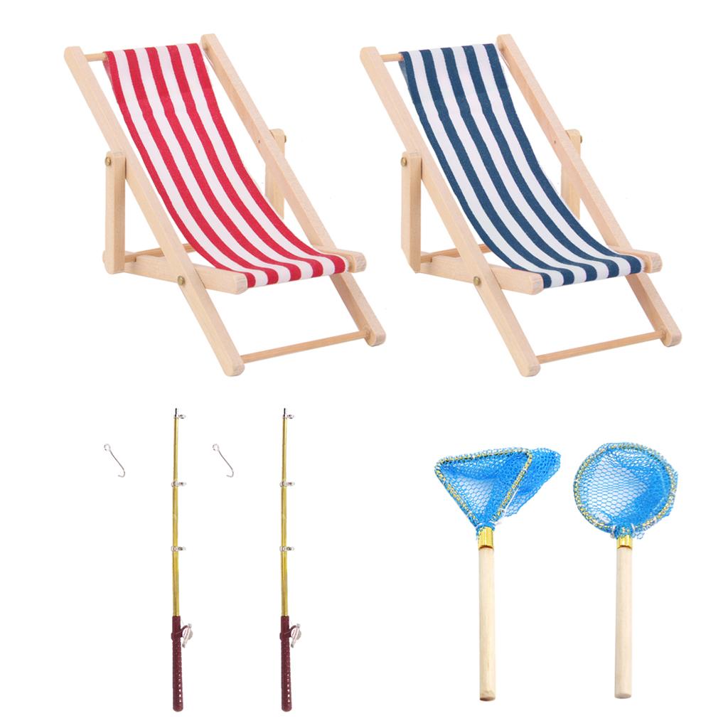 6 Pieces 1:12 Dollhouse Miniature Fishing Set Model Doll Life Scenes Decor