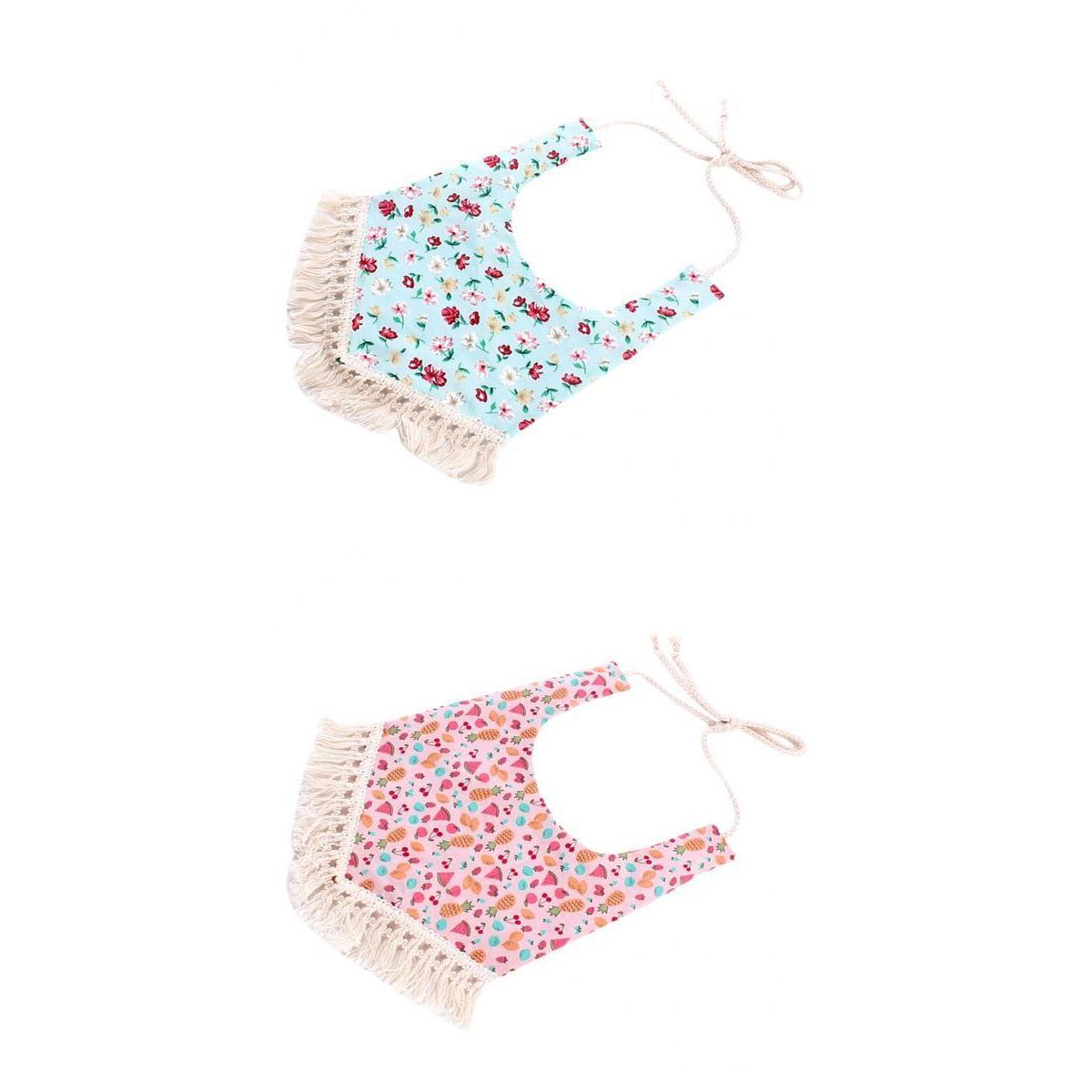 2 Pcs Infant Baby Feeding Saliva Towel Dribble Triangle Bandana Bibs Stripe