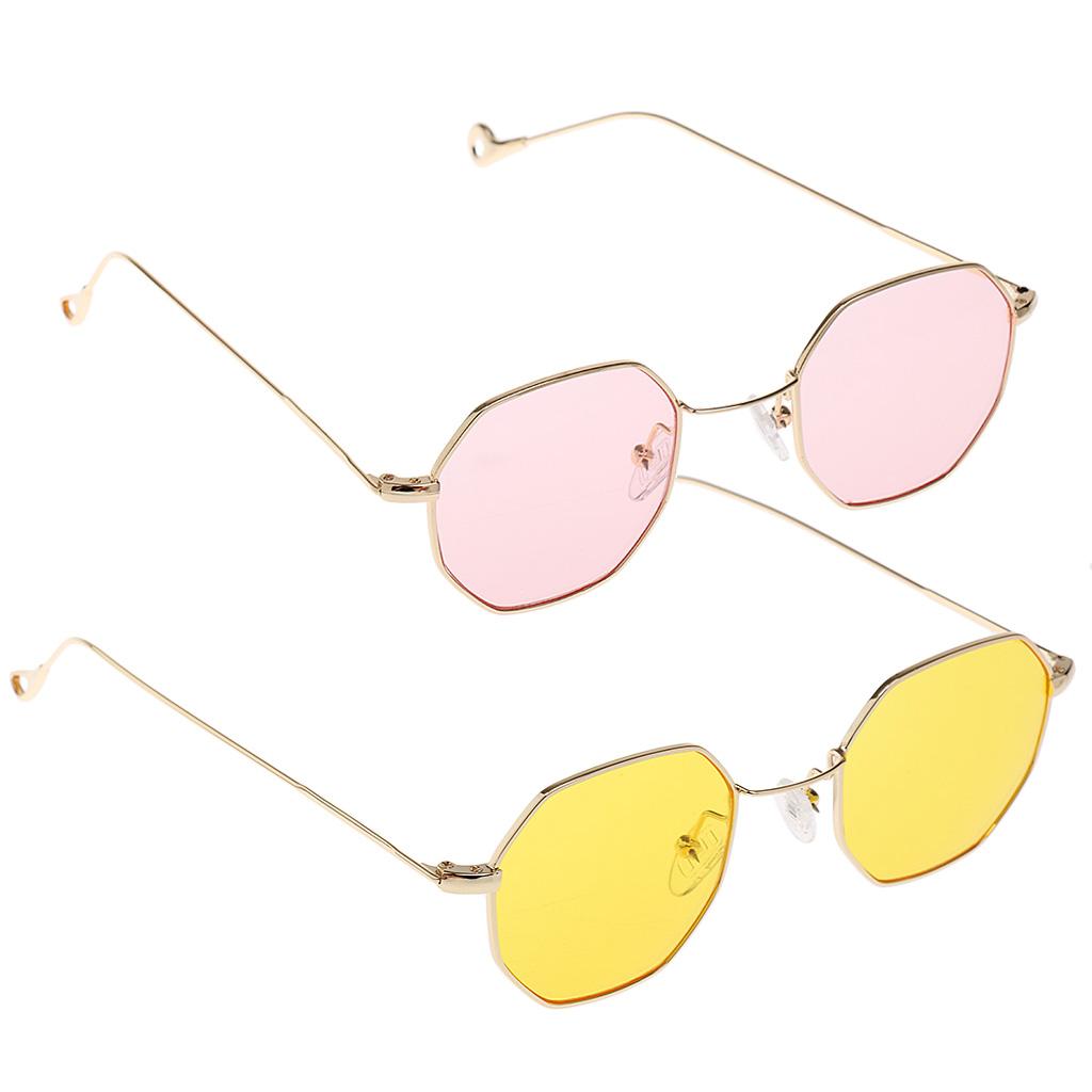 2 Pieces Summer Vintage Octagon Sunglasses Unisex Retro Fashion Eyeglasses