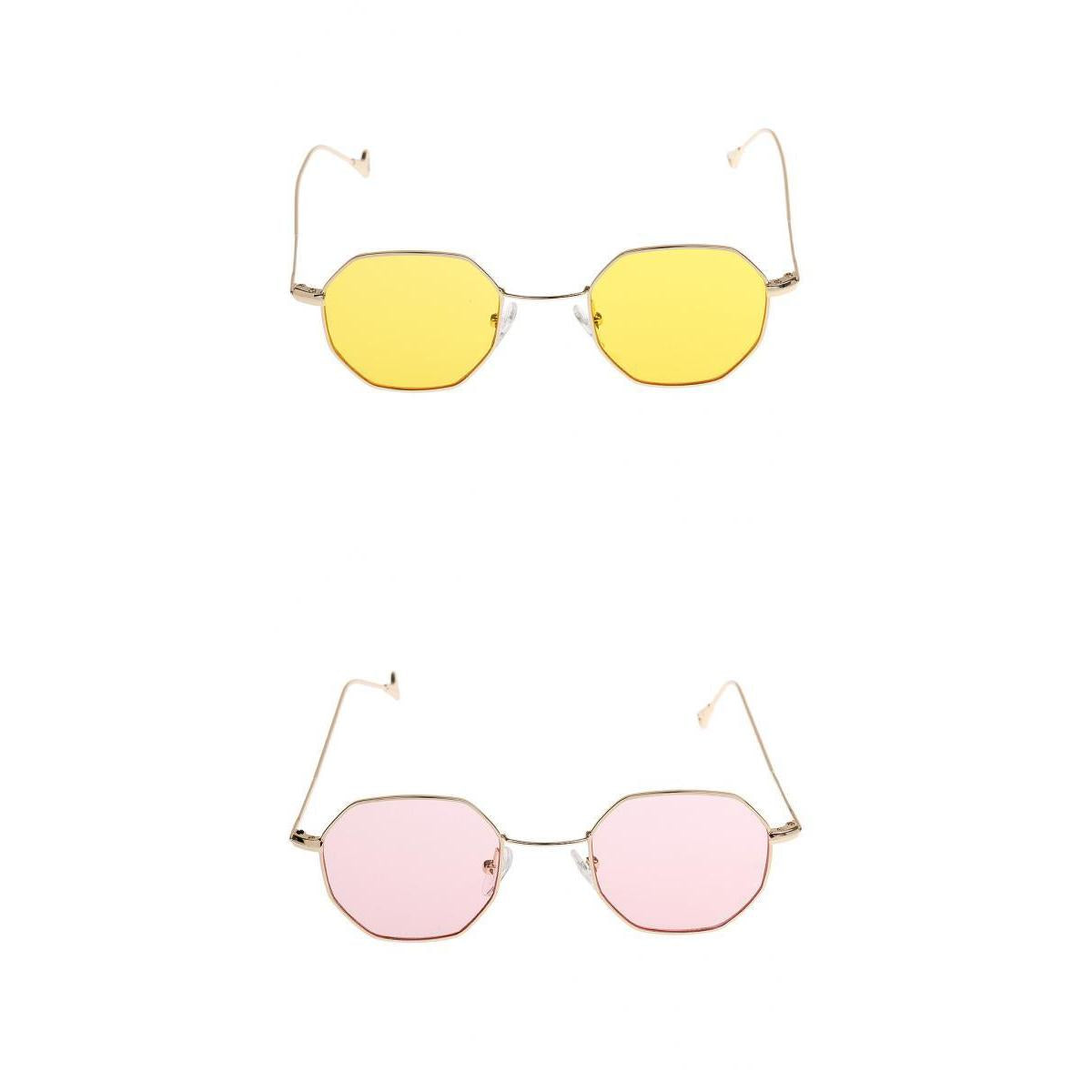 2 Pieces Summer Vintage Octagon Sunglasses Unisex Retro Fashion Eyeglasses