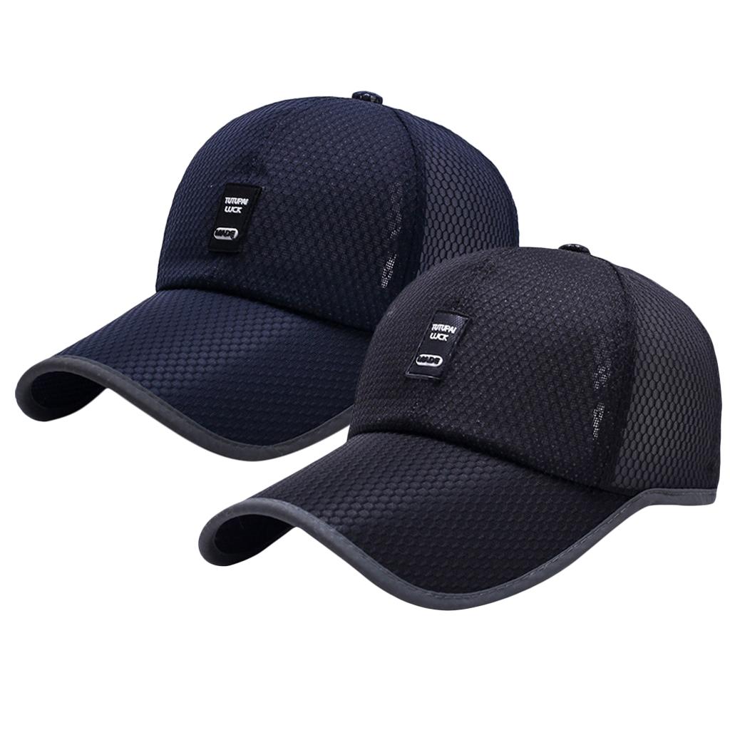 2 Pieces Unisex Snapback Baseball Cap Outdoor Sports Mesh Hat
