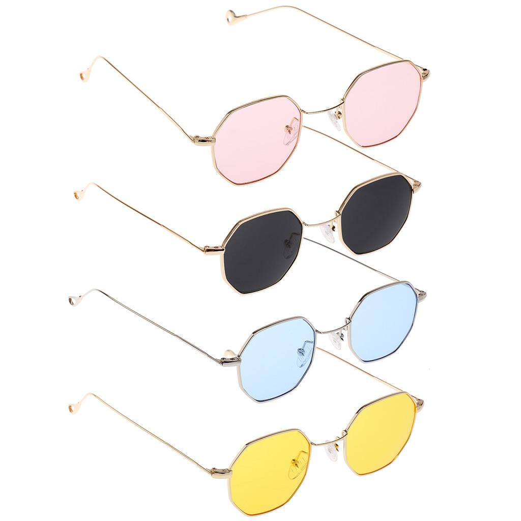 4 Pieces Summer Vintage Octagon Sunglasses Unisex Retro Fashion Eyeglasses