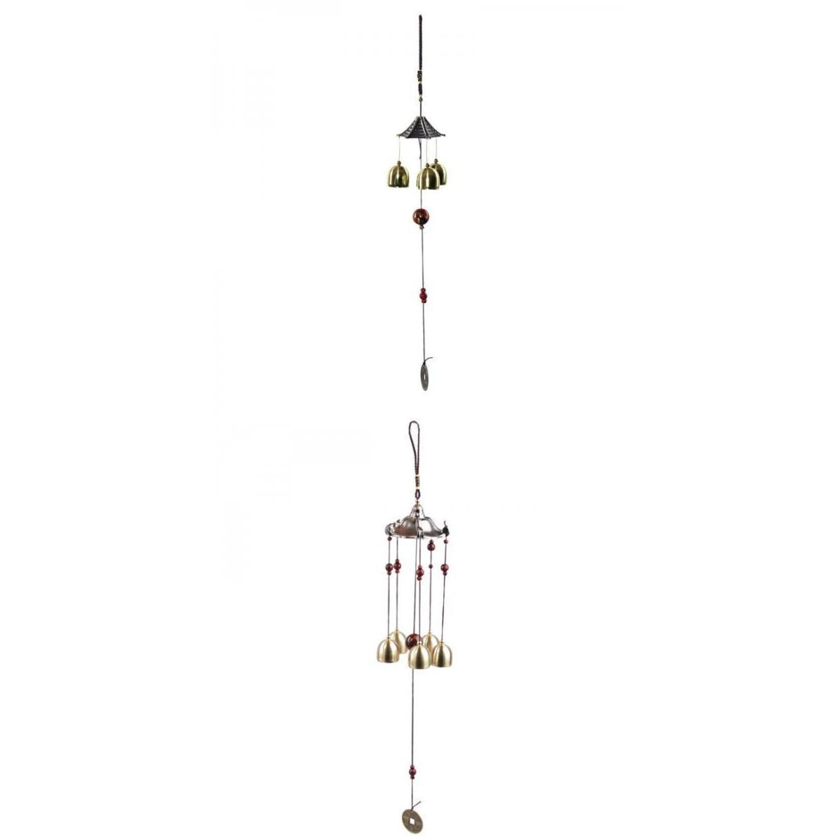 2Piece Bronze Big Metal Bells Wind Chime Feng Shui Home Garden Hanging Decor