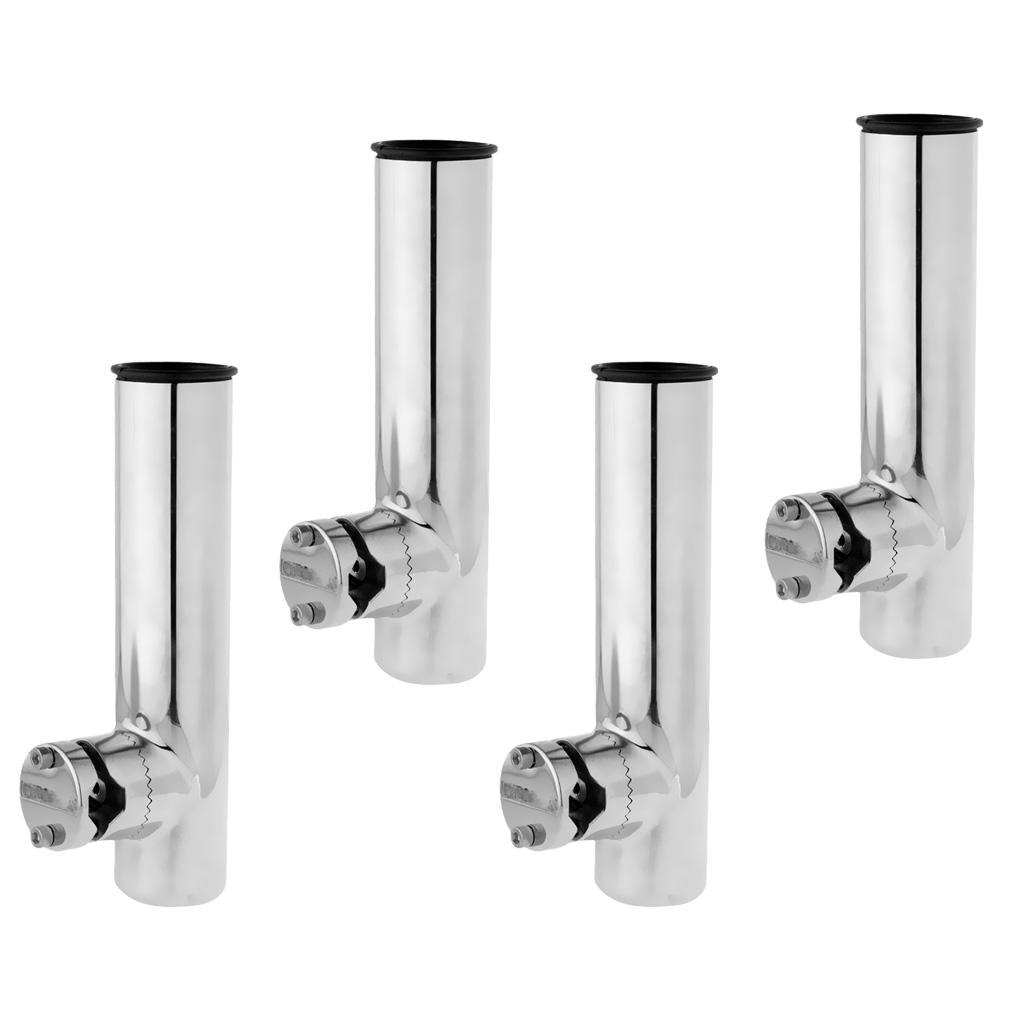 4Pcs Stainless Steel Boat Clamp On Fishing Rod Holder for Rails 1-1/4 to 2""