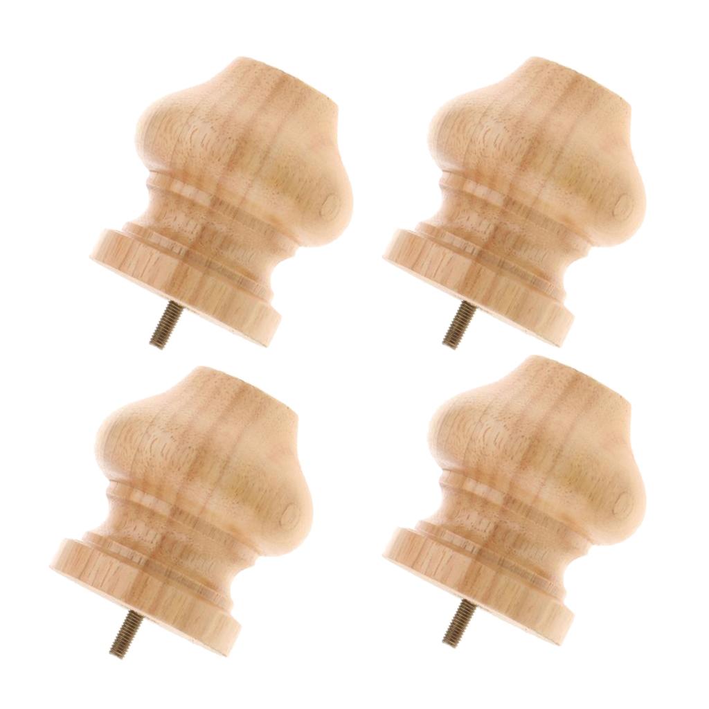 4 Pieces Wood Furniture Legs Sofa /Couch/Lounge/Chair/Bed Leg Feet 3# Raw
