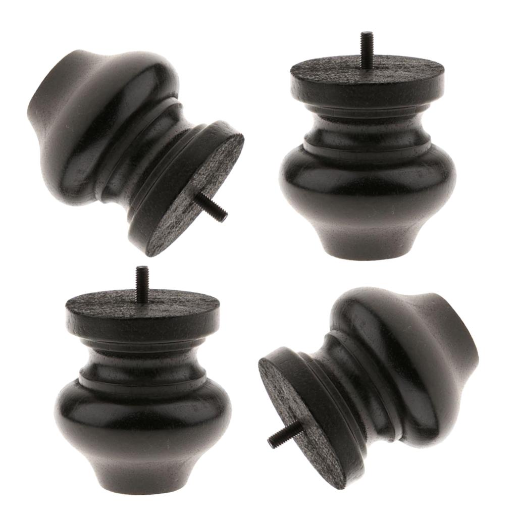 4 Pieces Wood Furniture Legs Sofa /Couch/Lounge/Chair/Bed Leg Feet 3# Black