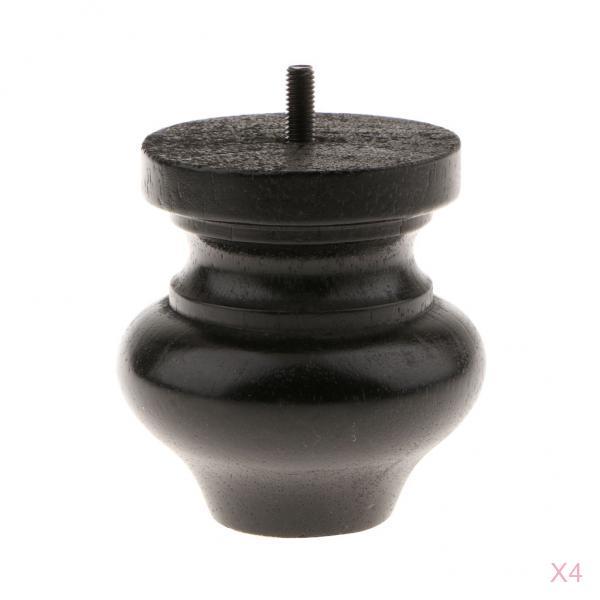 4 Pieces Wood Furniture Legs Sofa /Couch/Lounge/Chair/Bed Leg Feet 3# Black