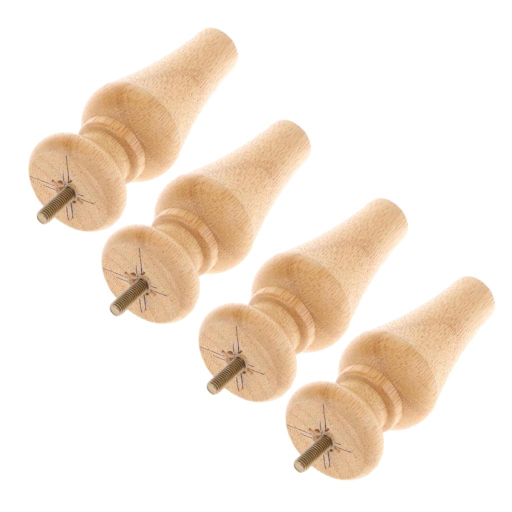 4 Pieces Wood Furniture Legs Sofa /Couch/Lounge/Chair/Bed Leg Feet 5# Raw