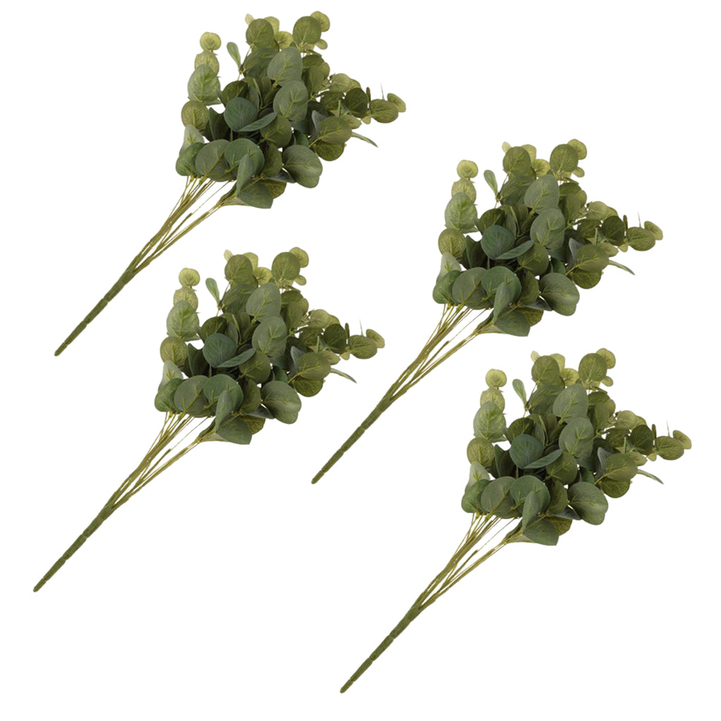 4 pieces 15 Heads Artificial Eucalyptus Leaves Flower Bouquet Floral Decor