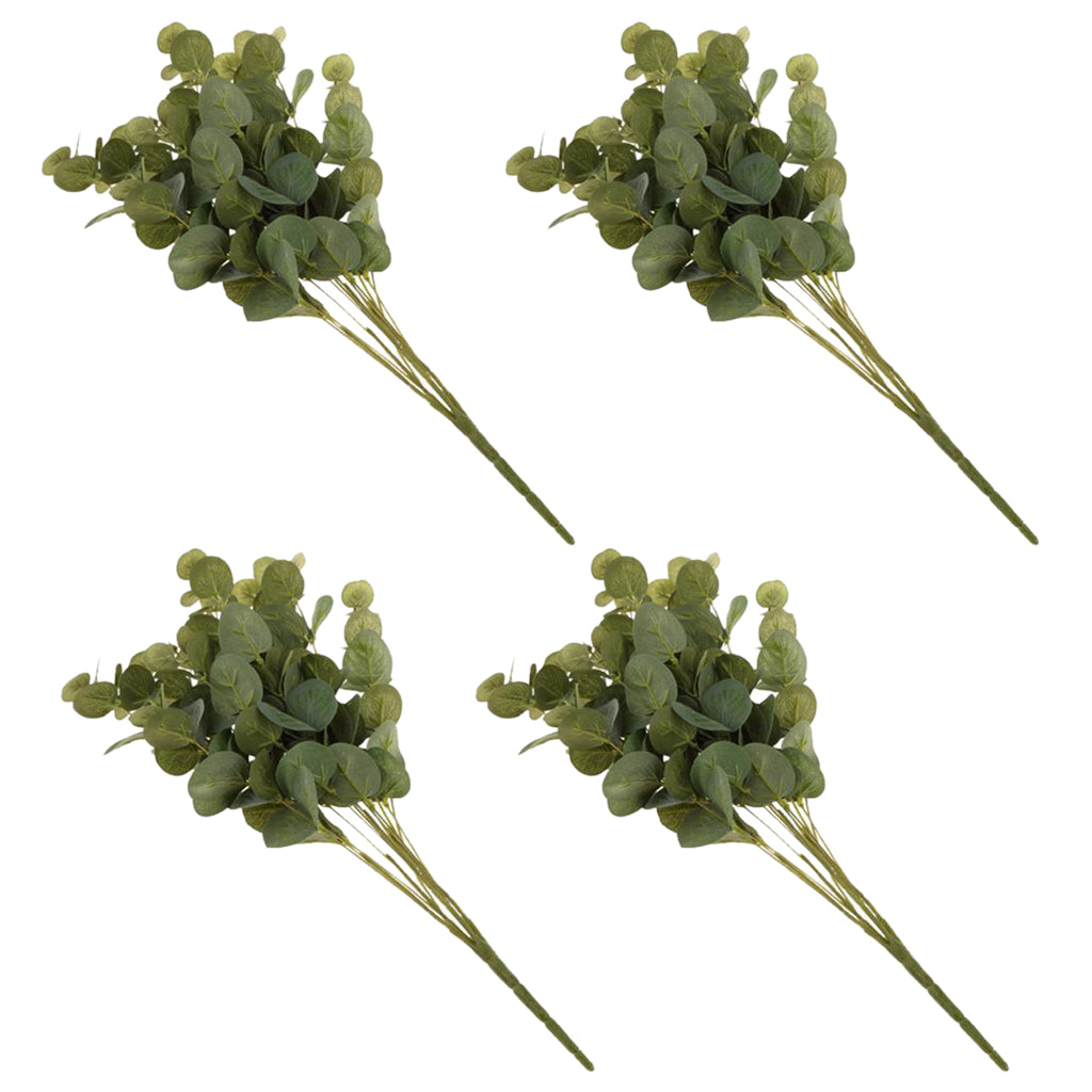 4 pieces 15 Heads Artificial Eucalyptus Leaves Flower Bouquet Floral Decor