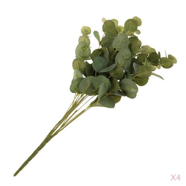 4 pieces 15 Heads Artificial Eucalyptus Leaves Flower Bouquet Floral Decor
