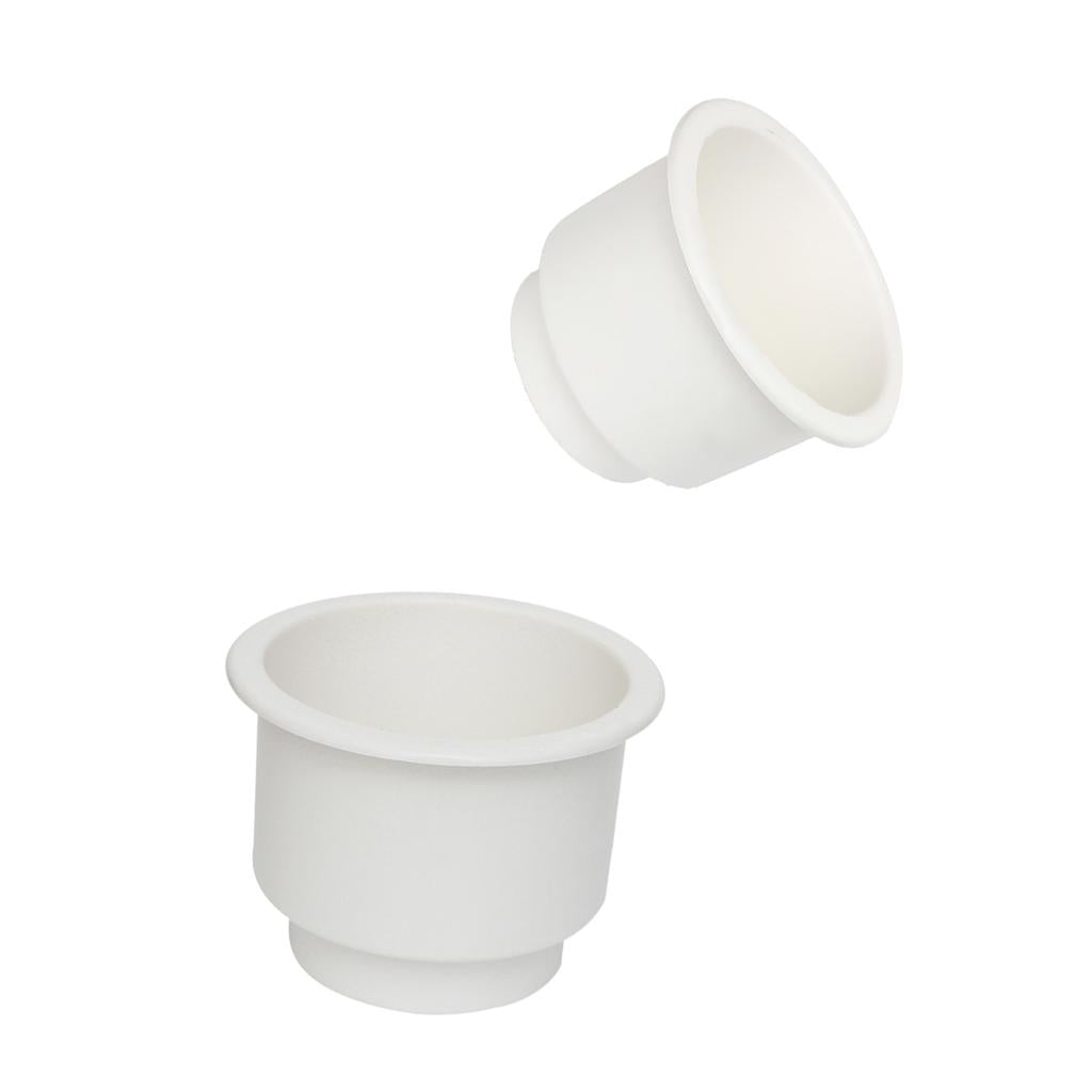 2 Pieces White Recessed Cup Drink Holder for Marine Boat Car RV