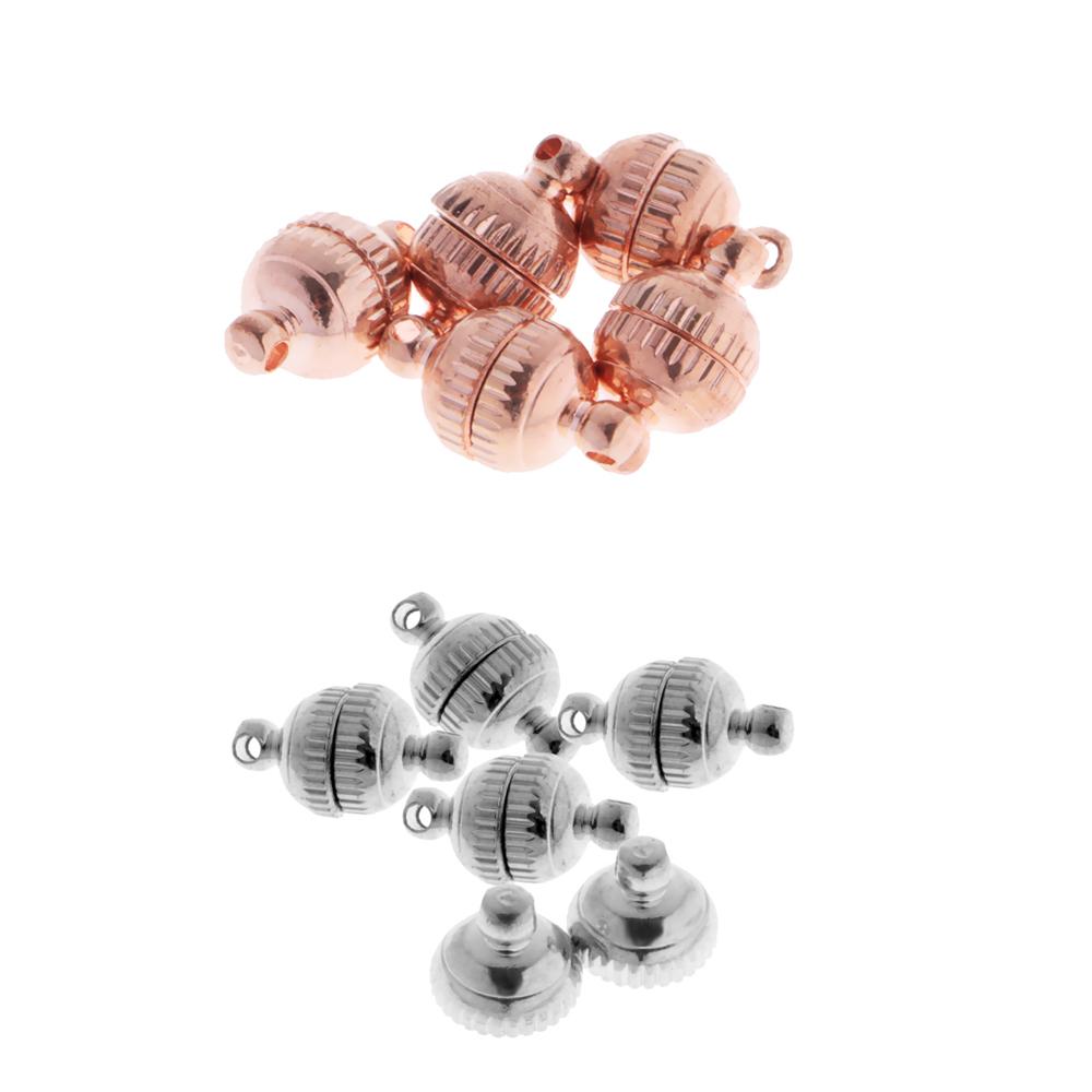 10 Sets 8mm Round Ball Brass Magnetic Clasps Hook Jewelry Making Finding