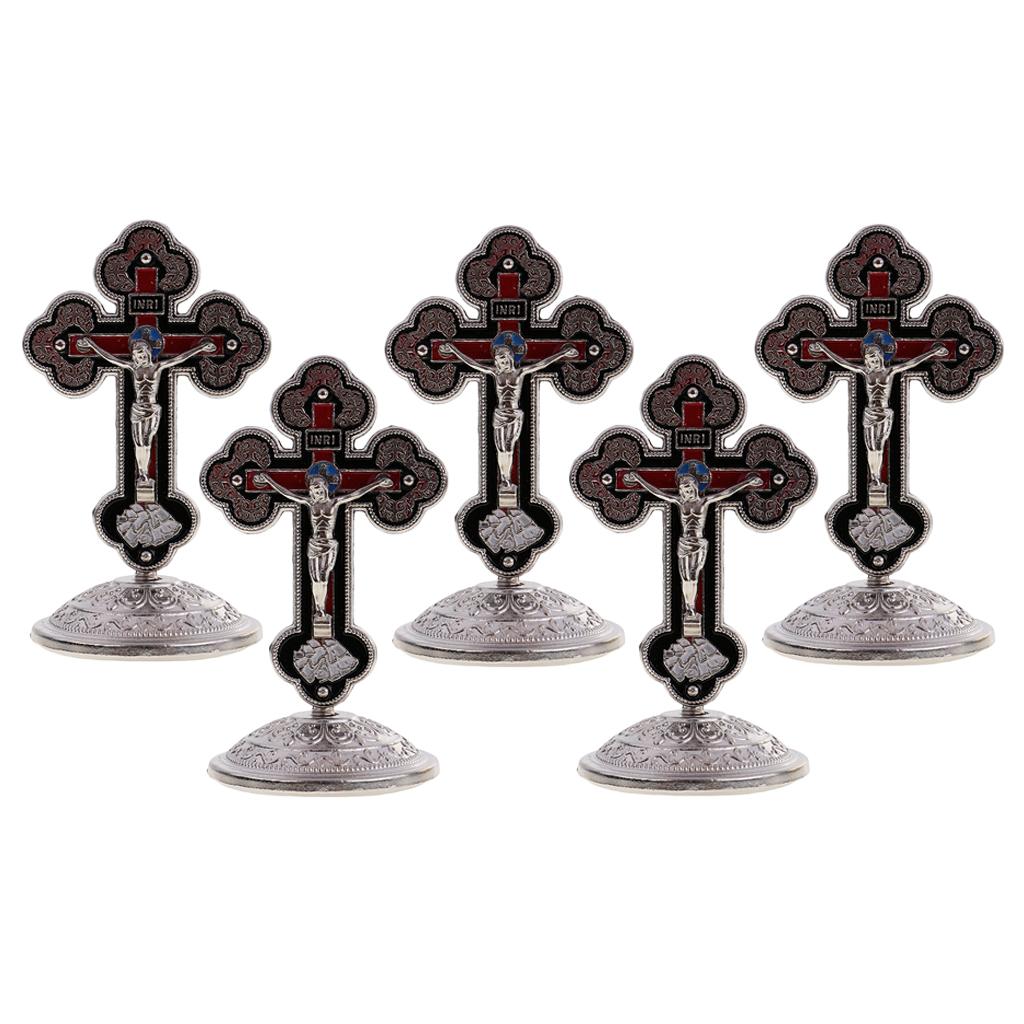 5 Pieces Crucifix Statues Jesus Christ Figurines INRI Sticky Bottom Ornament