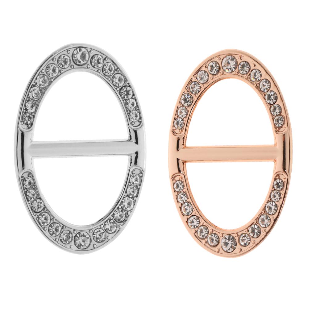 2pcs Women Crystal Rhinestone Oval Scarf Clip Buckle Pin Scarf Jewelry Gift