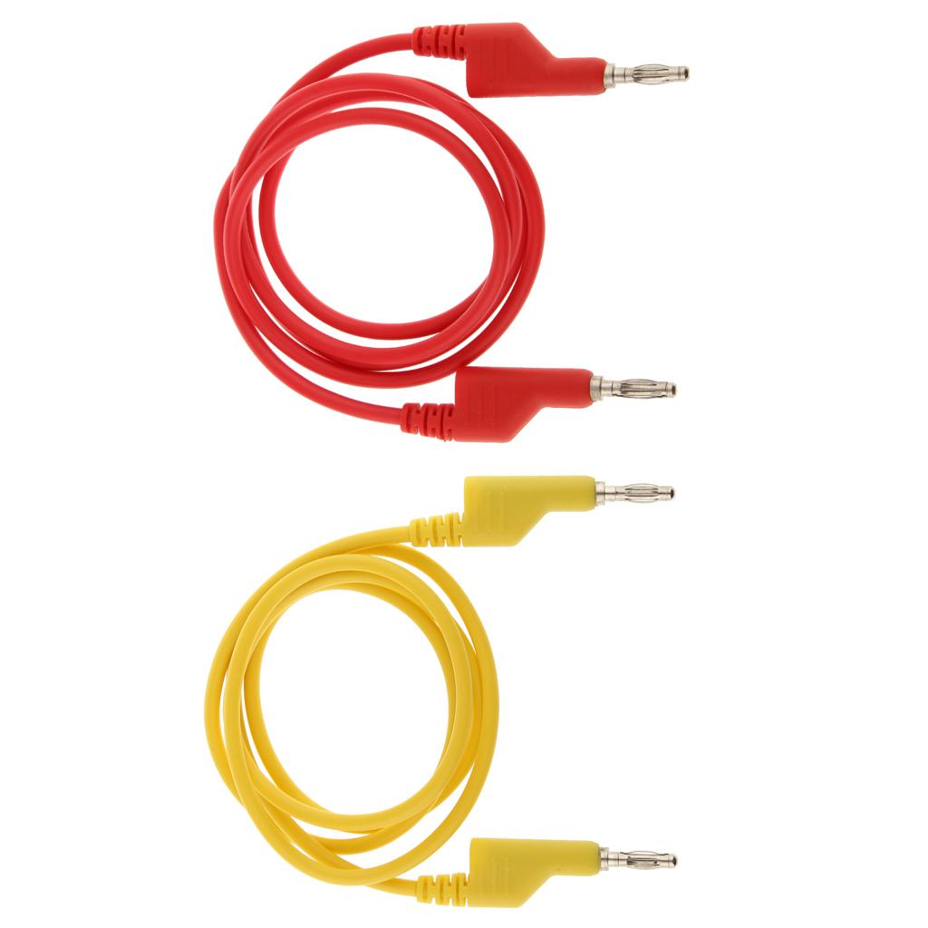 25A Stackable 4mm Banana Plug Multimeter Test Cable Lead Cord Red and Yellow