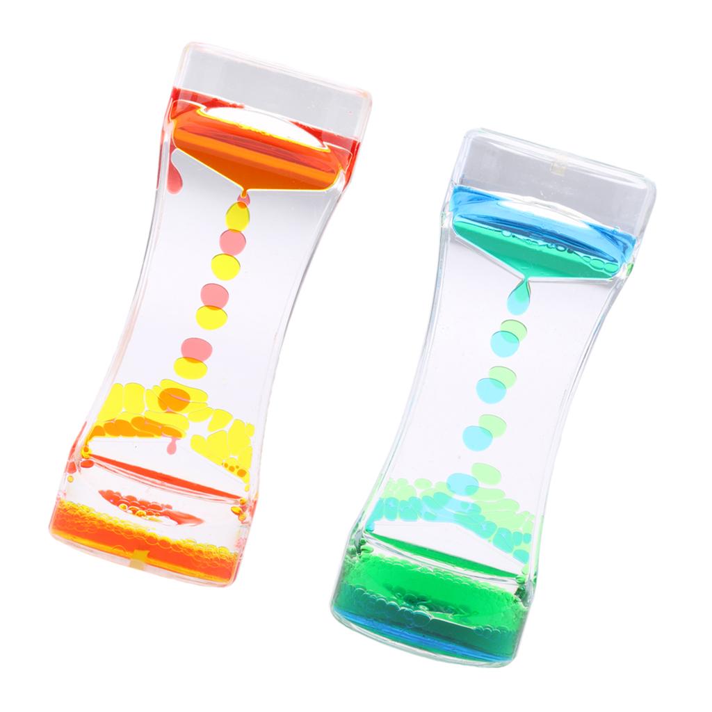 2Pieces Floating Color Mix Oil Liquid Bubbler Motion Timer Hour Glass Decor