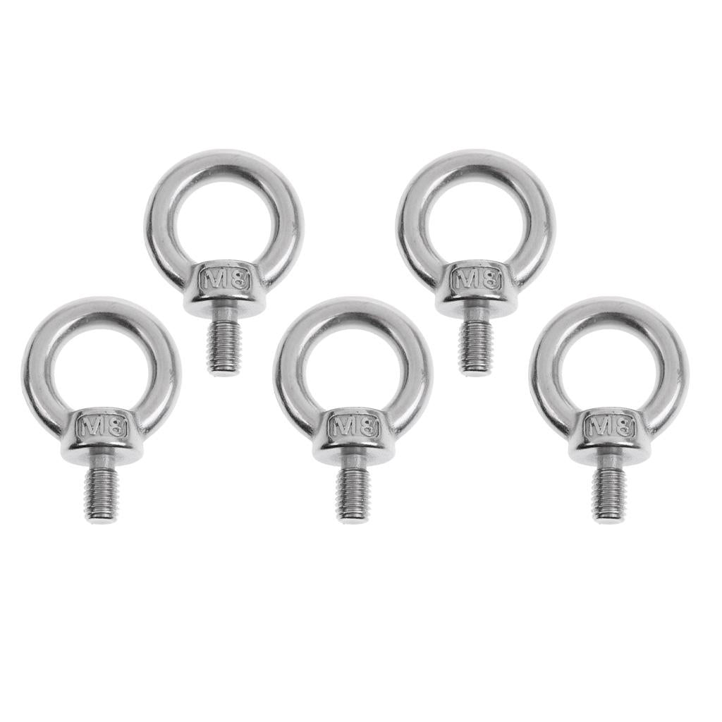 5 Pieces M8 Stainless Steel DIN 580 Machine Shoulder Lift Eye Bolt Marine