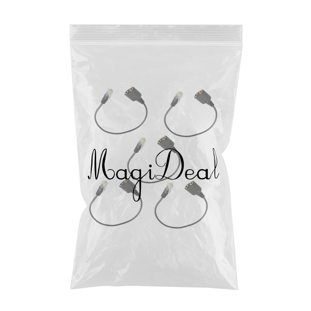 5Pieces Dual 3.5mm to RJ9 Jack Adapter Convertor Headset Telephone Use Cable