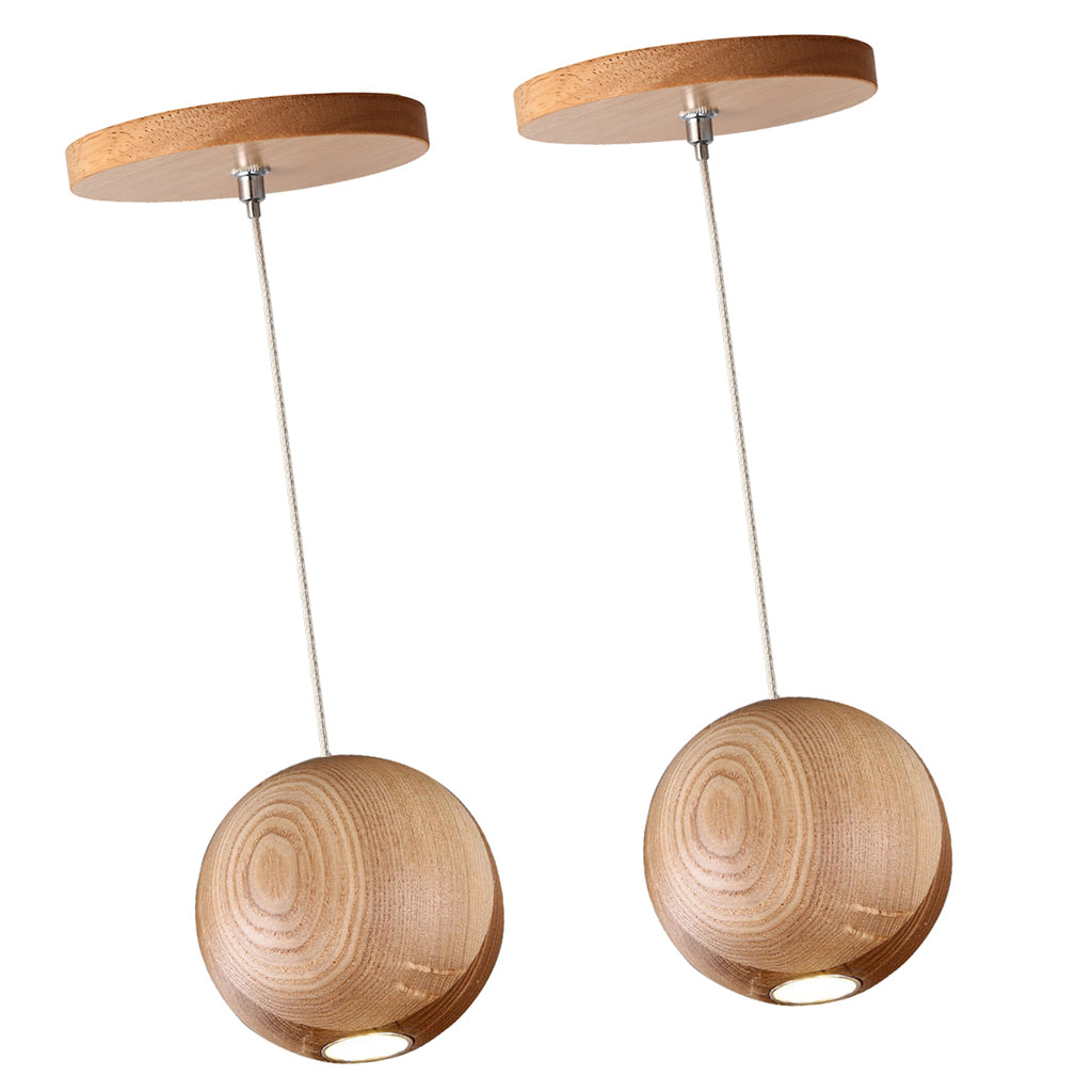 2 Pieces Wood Global Ceiling Pendant Lamp Bar Decoration Chandelier Fixture