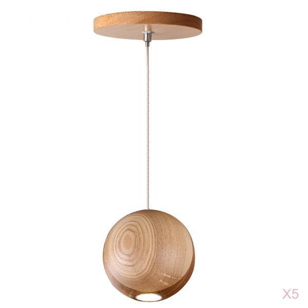 5 Pieces Wood Global Ceiling Pendant Lamp Bar Decoration Chandelier Fixture