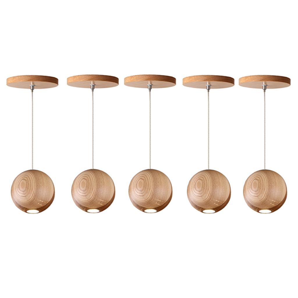 5 Pieces Wood Global Ceiling Pendant Lamp Bar Decoration Chandelier Fixture