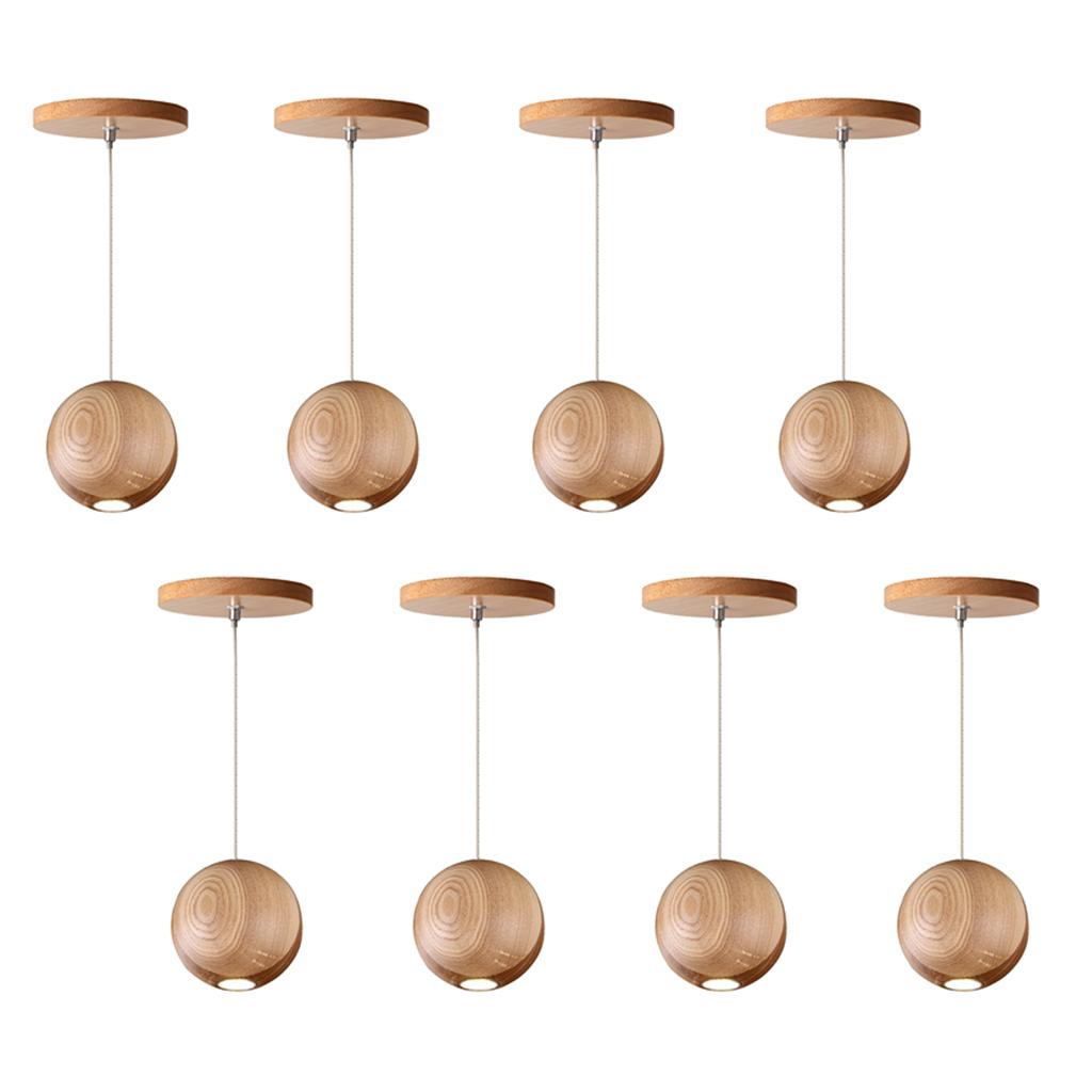 8 Pieces Wood Global Ceiling Pendant Lamp Bar Decoration Chandelier Fixture