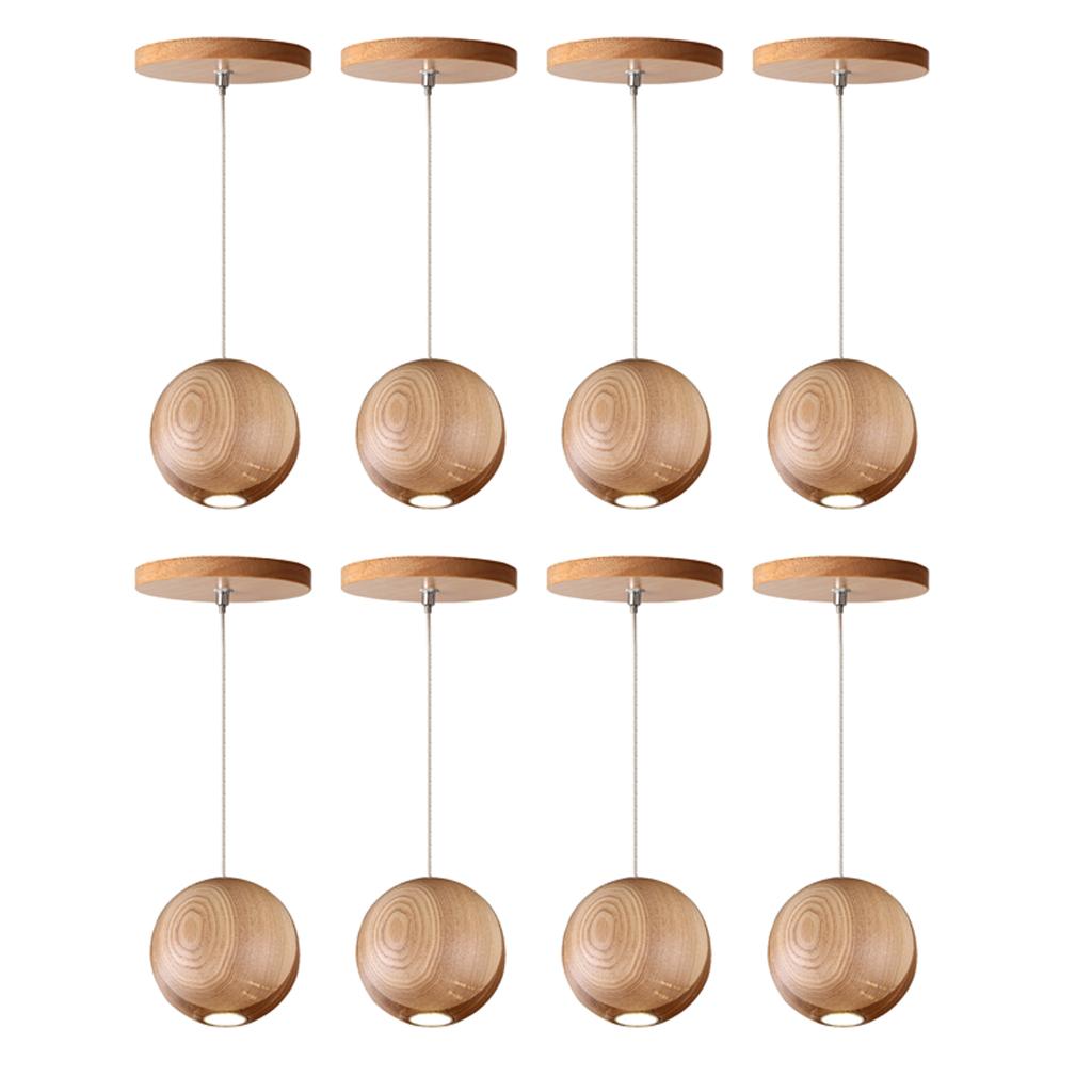 8 Pieces Wood Global Ceiling Pendant Lamp Bar Decoration Chandelier Fixture