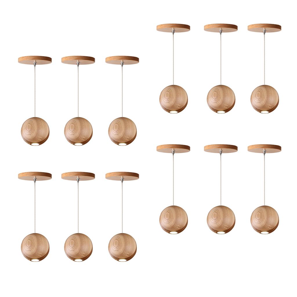 12 Pieces Wood Global Ceiling Pendant Lamp Bar Decoration Chandelier Fixture