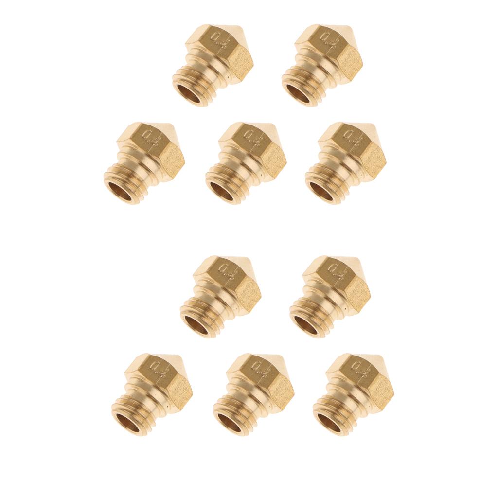 10X Brass Extruder Nozzle Copper Print Head for MK10 1.75mm 3D Printer 0.4mm
